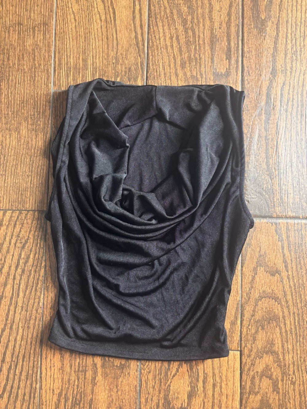 Sleek Black Draped Crop Top